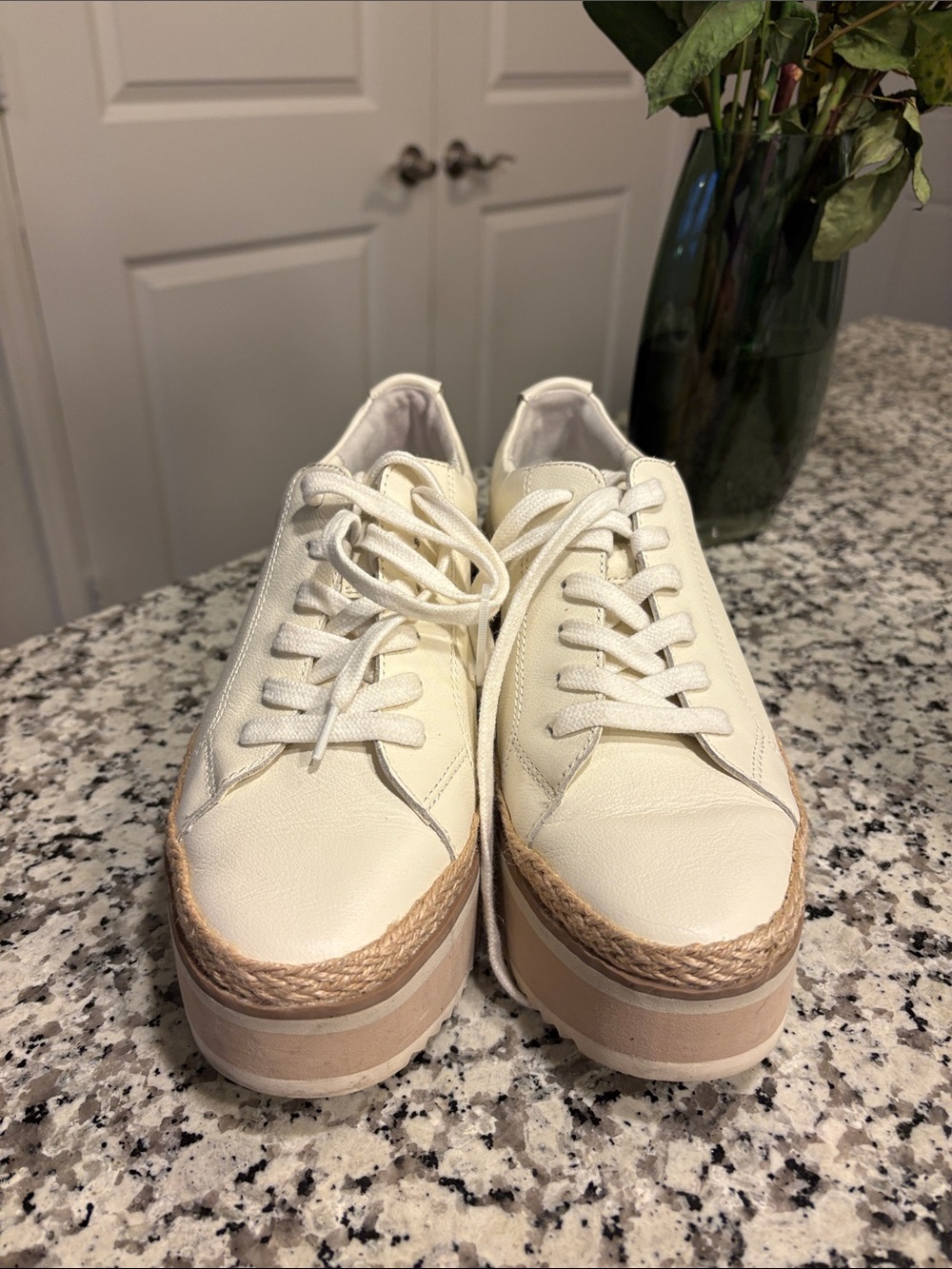 Women's Cream Platform Lace-Up Sneakers - Picture 4 of 7